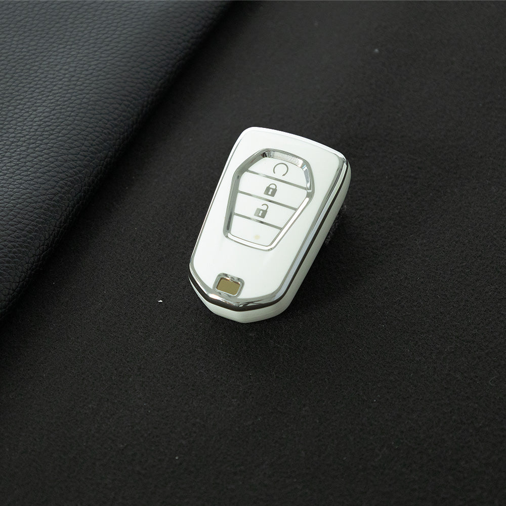 LSB1T1 White-Silver Plating TPU Car Key Case for ISUZU MU-X D-MAX JIM