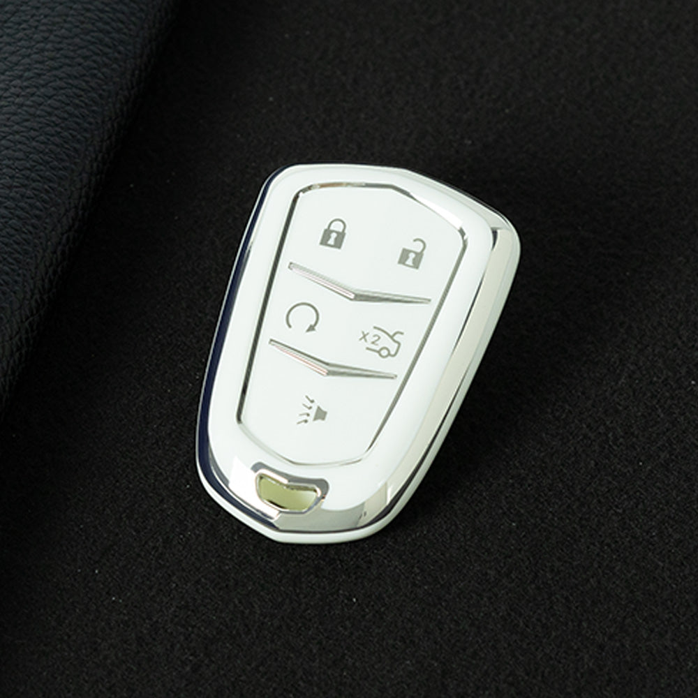 CAA2T1 White-Silver Plating Car Key Cover Suitable for Cadillac Keycase Xt5 Xt4 Xt6 Ct5 Ct6 Ct4 Xts Shell Atsl Car Key Bag keychain