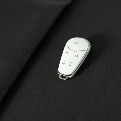 VYB1T1 White-Silver Plating TPU Car Key Case Cover for VOYAH Lantu Dreamer Free DREAMPOWER Key