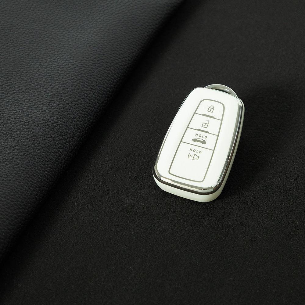 TOB4T1 White-Silver Plating Car Key Cover For Toyota Prius Camry Corolla C-HR CHR RAV4 Prado Izoa Levin Avalon 2018 2019 2020 Car Key Case Shell Cover Protector