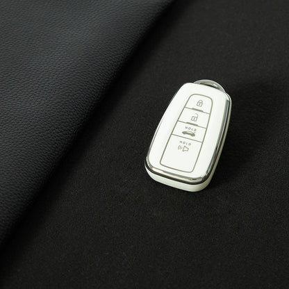 TOB4T1 White-Silver Plating Car Key Cover For Toyota Prius Camry Corolla C-HR CHR RAV4 Prado Izoa Levin Avalon 2018 2019 2020 Car Key Case Shell Cover Protector