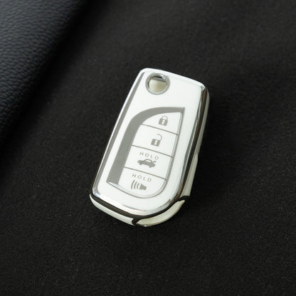 TOA5T1 White-Silver Plating TPU Protective Key Cover Case for Toyota New Corolla Camry RAV4 Avalon Izoa CHR Highlander Car Key Accessories