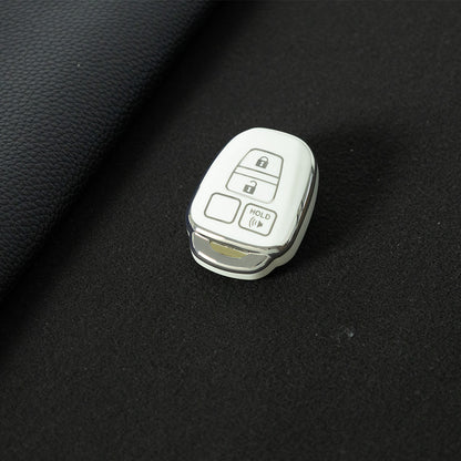 TOP1T1 White-Silver Plating TPU Car Key Cover Case for Toyota Corolla Camry Prado Highlander Auto Key case for Toyota 3 Buttons Key