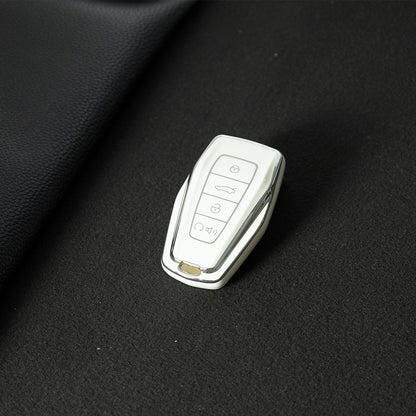 GEB3T1 White-Silver Plating Car Key Cover For Geely Auto Tugella EPro Emgrand L S GS GL EV RS Coolray Atlas Pro Proton X7 Geometry Fob