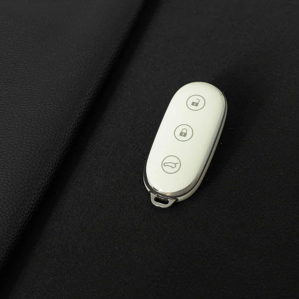 LIB1T1 White-Silver Plating Car Key Cover TPU Material Remote Car Key Case Cover Auto Key Shell Fob Protector Lossless Signal Fit for Lixiang L9 L7 L8 L6