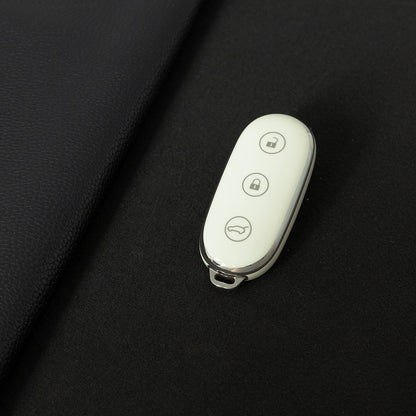 LIB1T1 White-Silver Plating Car Key Cover TPU Material Remote Car Key Case Cover Auto Key Shell Fob Protector Lossless Signal Fit for Lixiang L9 L7 L8 L6