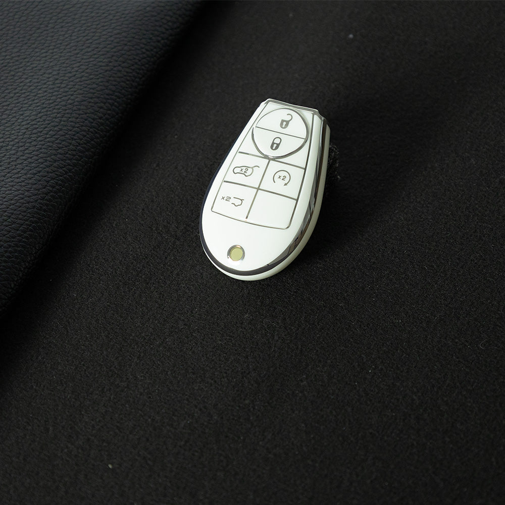 JEC8T1 White-Silver Plating Keyless Entry Remote Control 5-Buttons Compatible 2008-2018 Dodge Grand Caravan 2008-2016 Chrysler Town