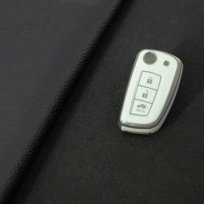 NIC1T1 White-Silver Plating Car Key Cover Soft TPU Car Remote Key Case Cover Shell for Nissan X-Trail Qashqai J11 Juke Murano Micra Tiida Maxima Altima Kicks Accessories