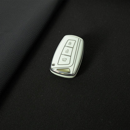 HYH1T1 White-Silver Plating 3 Buttons Car Key Case Cover for Hyundai Santa Fe Sport Ix45 Equus Centennial Genesis G80 Grandeur Azera 2013-2016