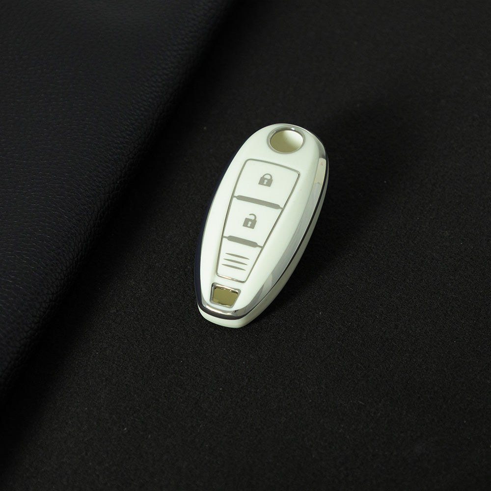 SUA1T1 White-Silver Plating Car Key Cover TPU for Suzuki Vitara Swift Ignis Kizashi SX4 Baleno Ertiga 2016 2017 2018 2019