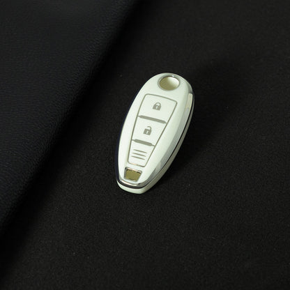 SUA1T1 White-Silver Plating Car Key Cover TPU for Suzuki Vitara Swift Ignis Kizashi SX4 Baleno Ertiga 2016 2017 2018 2019