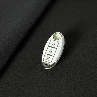 NIB1T1 White-Silver Plating Car Key Cover For Nissan X-Trail Qashqai Sylphy Altima