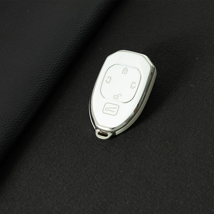 TRE2T1 White-Silver Plating TPU Car Key Cover Fob for GAC Trumpchi GS7 GS8 GM8 GS5 GA6 GM6