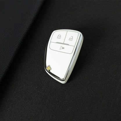 CEV1T1 White-Silver Plating Tpu Car Key Case Fob Cover Shell for Chevrolet Tahoe Suburban for GMC Yukon for Buick ENVISION S Plus Avenir 2020 2021 2022 2023