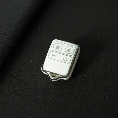 FOK1T1 White-Silver Plating 4 Buttons Key Remote Protective Sleeve Cover for Ford Car Wireless Key Cover Case