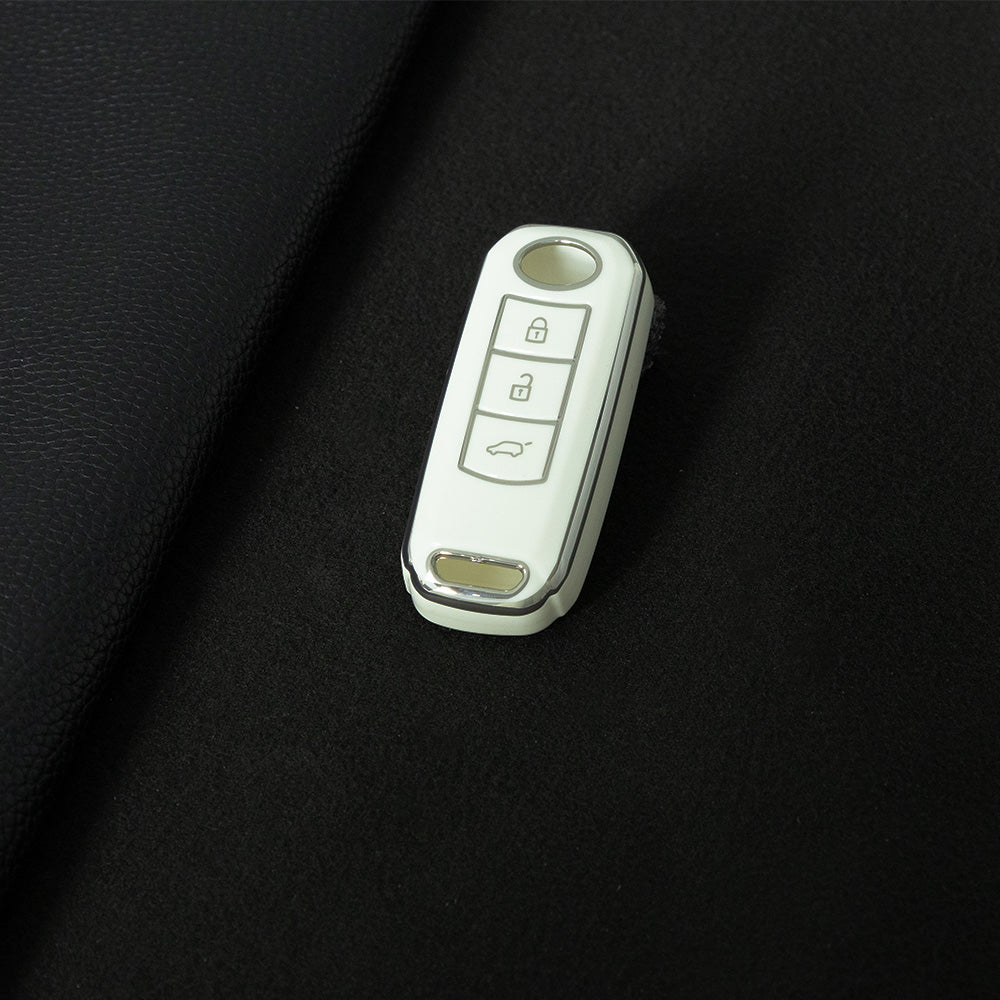 TRC1T1 White-Silver Plating TPU Premium Soft Car Key Case Cover Shell for Trumpchi Gs4 Gs5 Gs3 Gs8 Ga4 Ga6 GE3 Key Rings