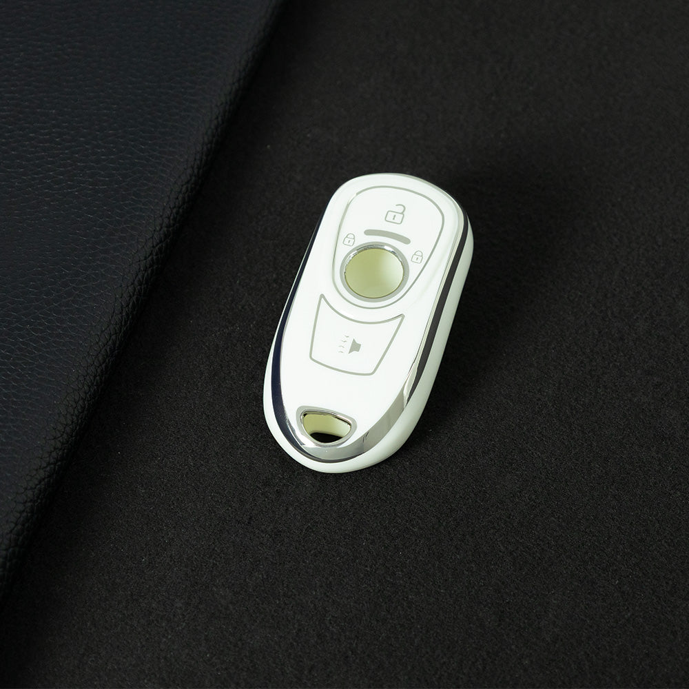 BUA1T1 White-Silver Plating Fashion TPU Car Key Case Cover Shell for Buick Envision Verano Encore GS 20T 28T New LACROSSE Opel Astra K Keyless Protector Fob