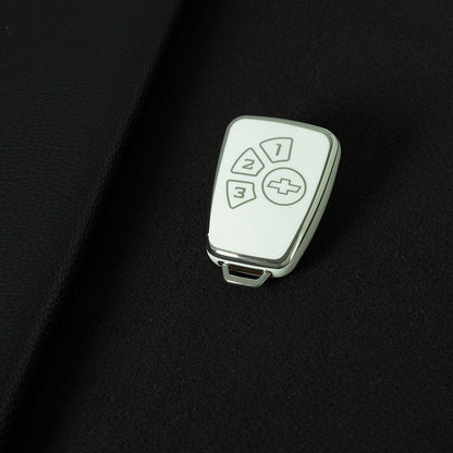 CEY1T1 White-Silver Plating TPU Car Key Case Cover for Chevrolet Cruze 4 Buttons Hot Selling Auto Llave Accessories