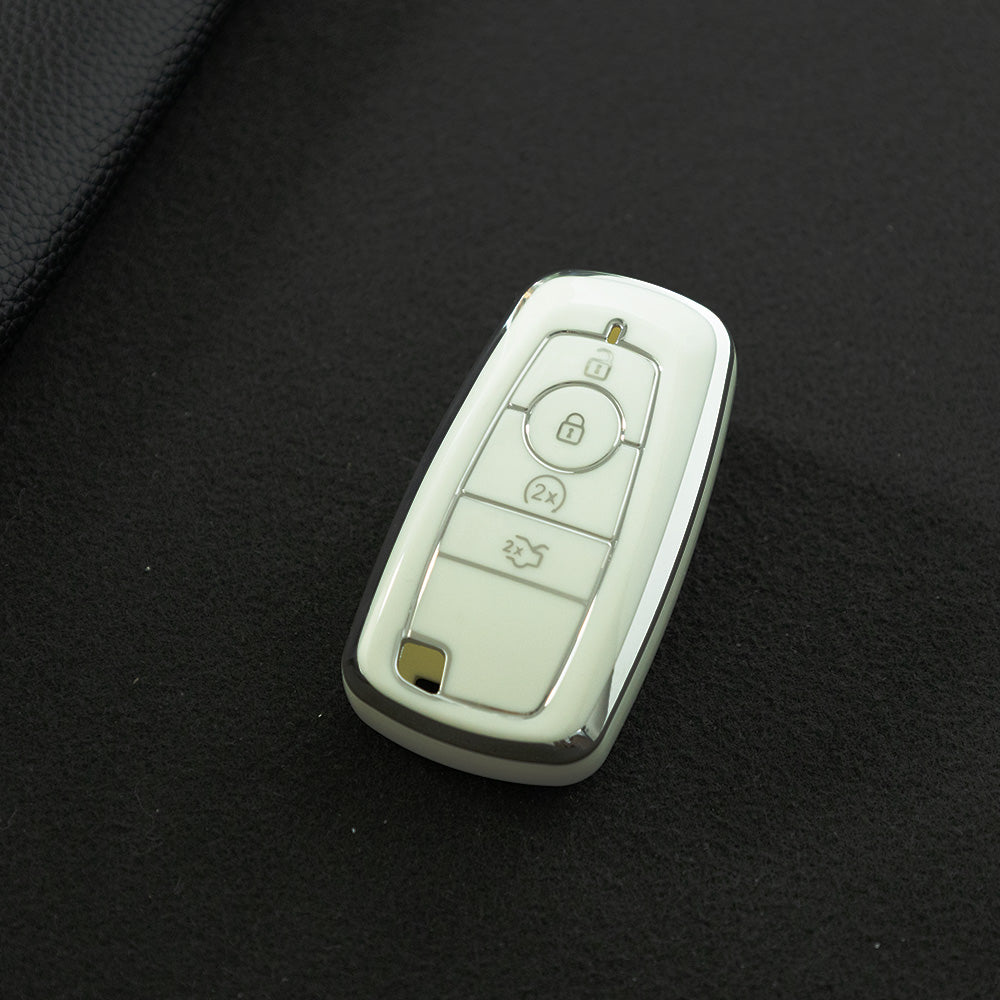 FOB3T1 White-Silver Plating Suitable for Mondeo Keycases, Ruiji Car Keychains, High-end Taurus Ruijie Fox Car Key Remote Control keychain