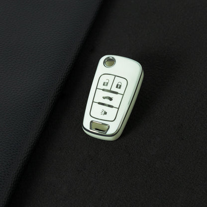 BUE2T1 White-Silver Plating TPU Protective Car Key Fob Cover Shell Buick Chevrolet Cruze Vauxhall Mokka Encore Blazer Model Suitable Key Accessories