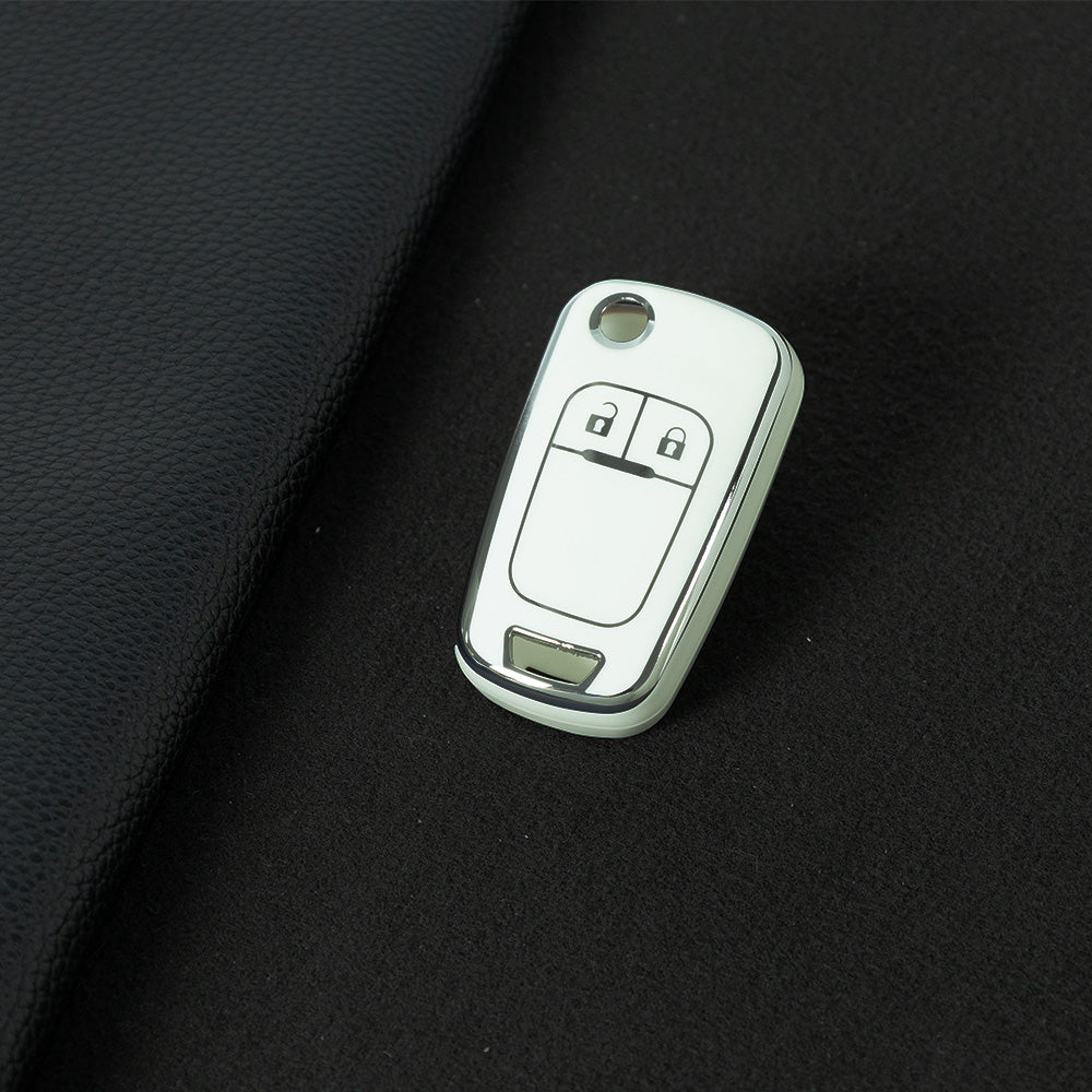 BUE4T1 White-Silver Plating TPU Car Key Case Cover for Chevrolet Malibu Buick Excelle XT GT Lacrosse Encore