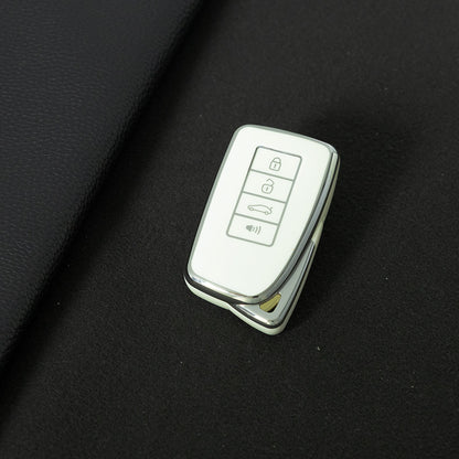 LEA3T1 White-Silver Plating TPU Car Key Cover Fob for Lexus NX IS RX ES GX LX LS UX GS 200 260 300 350 NX200 NX300 RX350 ES300