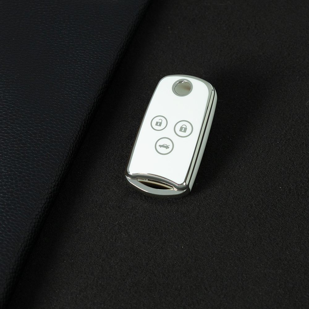 HOE1T1 White-Silver Plating TPU Car Key Case Cover for Honda Civic Accord Jazz CRV HRV CRZ for Acura TL TSX ZDX RSX