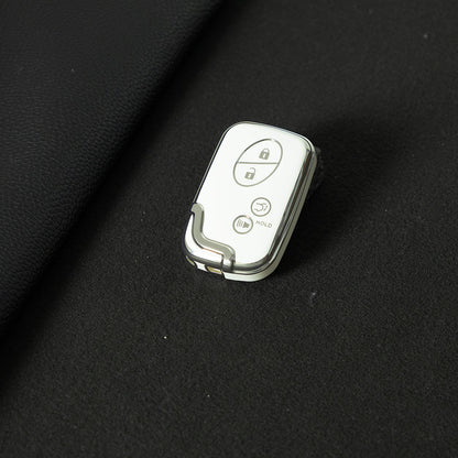 LEC7T1 White-Silver Plating TPU Car Key Case Cover for Lexus CT200H GX400 GX460 IS250 IS300C RX270 ES240 ES350 LS460 GS300 450h 460h
