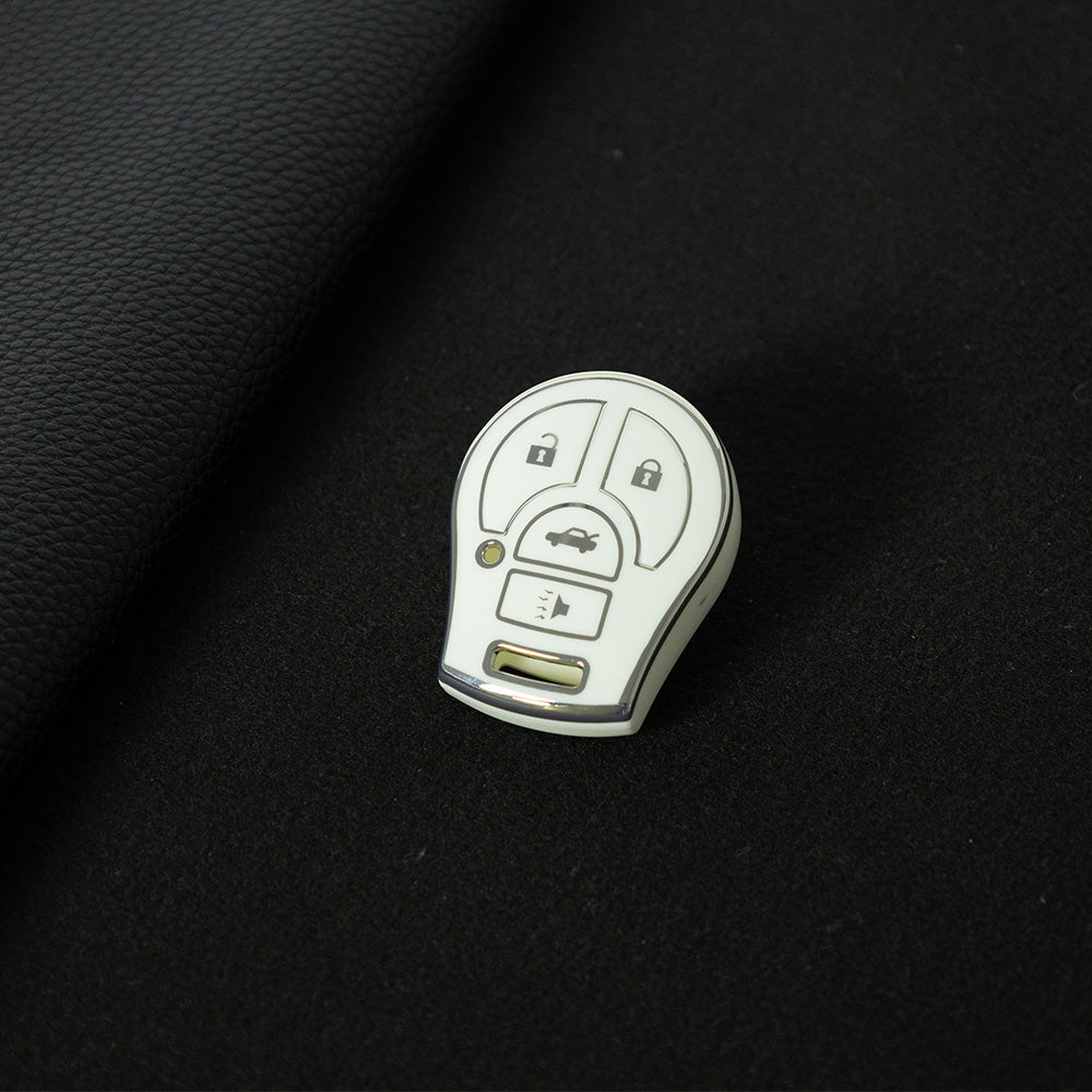 NIE4T1 White-Silver Plating TPU Car Key Cover for Nissan Sylphy MARCH TIIDA X-TRAIL Qashqai KICKS SUNNY