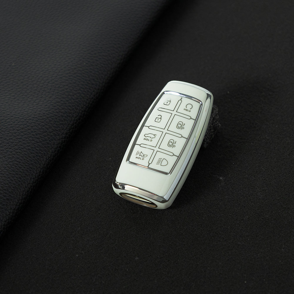 GNA4T1 White-Silver Plating TPU Car Key Case Cover for Hyundai Genesis GV70 GV80 GV90 2020 2021 2022