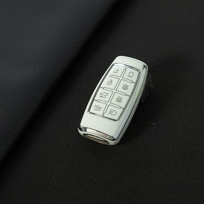 GNA4T1 White-Silver Plating TPU Car Key Case Cover for Hyundai Genesis GV70 GV80 GV90 2020 2021 2022