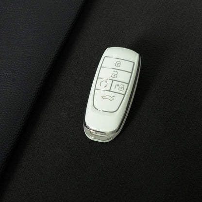 TRB1T1 White-Silver Plating Car Key Cover Key Case Cover for Gac New Energy Trumpchi Aion S V Y LX Car Accessories Car-Styling Holder Shell Keychain Protection