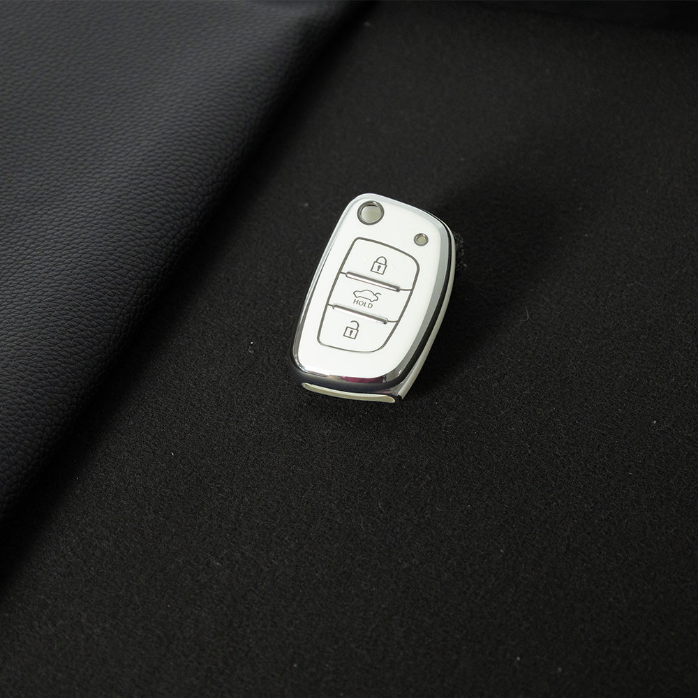 HYF1T1 White-Silver Plating For Hyundai 2024 Auto TPU China Wholesale Hyundia Tucson 2018 Car Key Cover for Car Keys