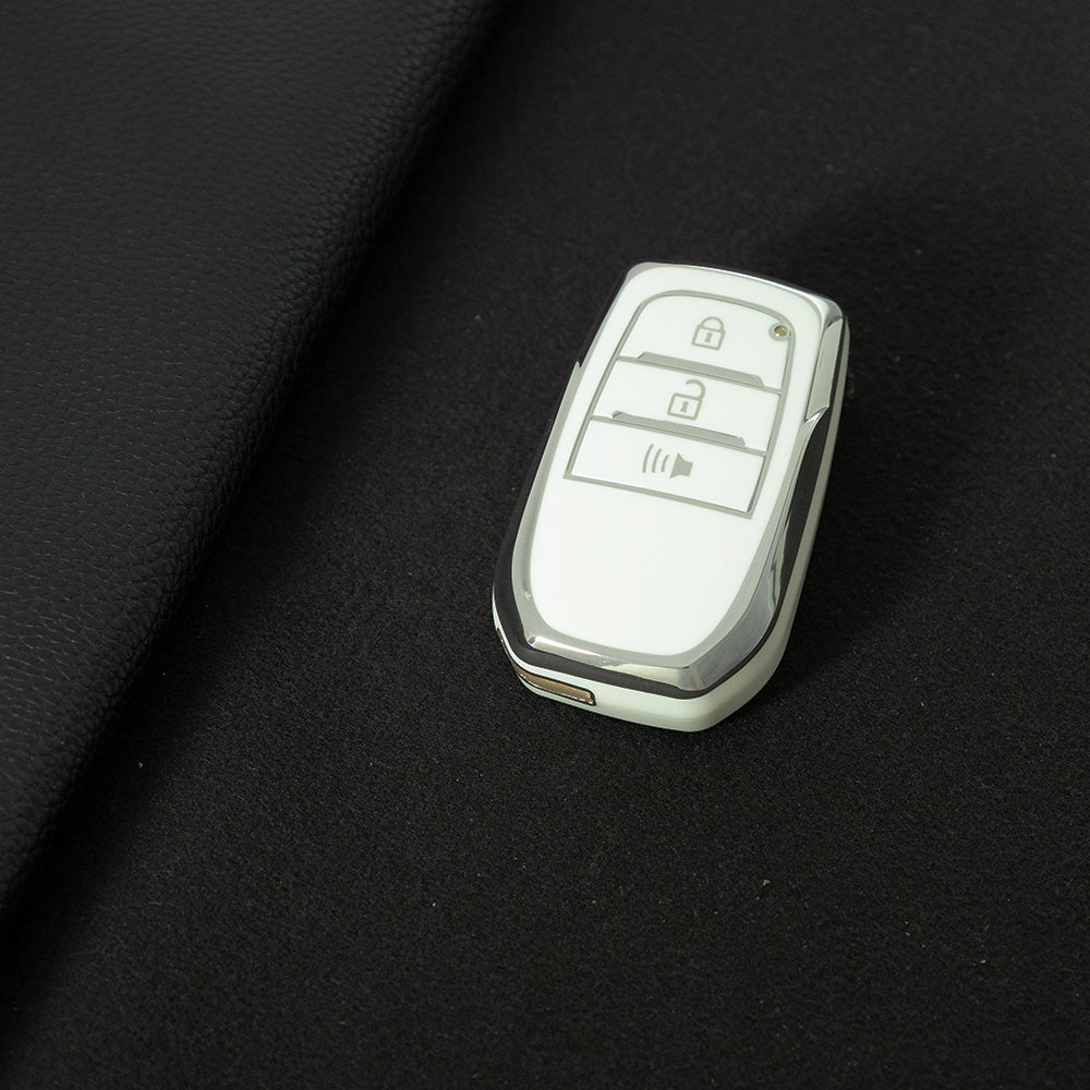 TOC5T1 White-Silver Plating TPU Car Key Case Cover For Toyota Yaris Rav4 Corola CHR Camry