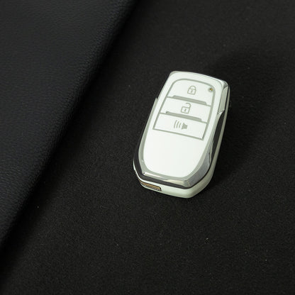 TOC5T1 White-Silver Plating TPU Car Key Case Cover For Toyota Yaris Rav4 Corola CHR Camry