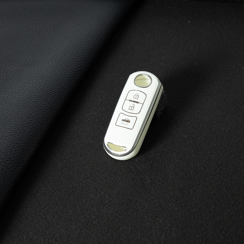 MAB5T1 White-Silver Plating TPU Car Key Cover for Mazda 2 3 6 Axela Atenza CX-5 CX5 CX-3 CX-7 CX8 CX-9 2016 2017 2018