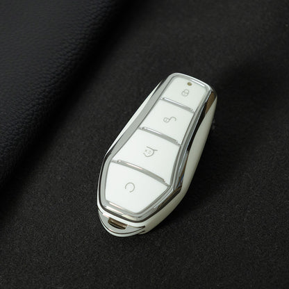 BYD1T1 White-Silver Plating Car Key Cover For BYD E2/E3/Song PRO/Yuan Plus/Dolphin Remote Key FOB Cover Accessories