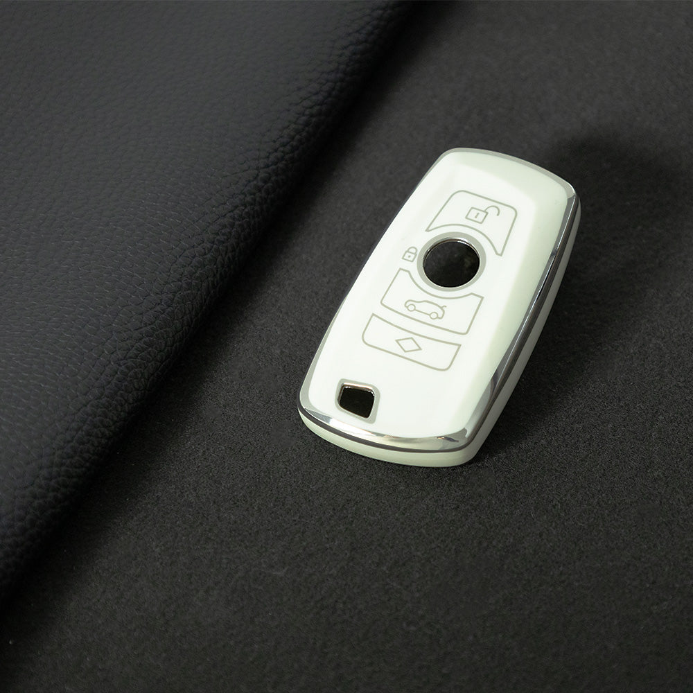 BMC1T1 White-Silver Plating Car Key Cover BMW Car Key Case Cover TPU Flip Remote Accessory for 1 2 3 4 5 6 7 X3 X4 X5 X6 F36 F25 F26 F30 F34 F10 F07 F20 Z10 G30