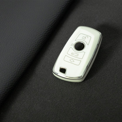 BMC1T1 White-Silver Plating Car Key Cover BMW Car Key Case Cover TPU Flip Remote Accessory for 1 2 3 4 5 6 7 X3 X4 X5 X6 F36 F25 F26 F30 F34 F10 F07 F20 Z10 G30