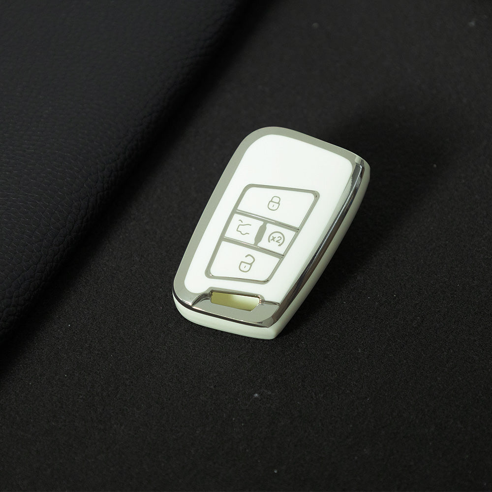 VOD2T1 White-Silver Plating TPU Car Key Case for VW Golf Tiguan Passat Lavida Jetta Bora Beetle Magotan Sagitar Santana Sharan