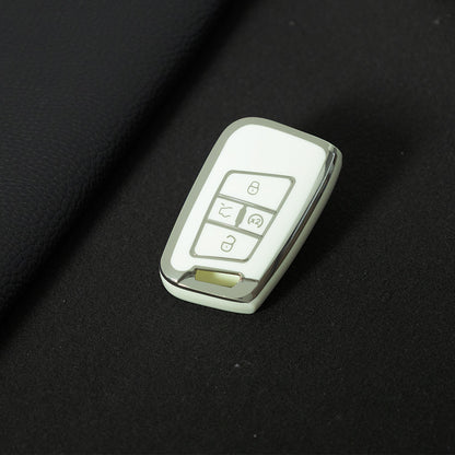 VOD2T1 White-Silver Plating TPU Car Key Case for VW Golf Tiguan Passat Lavida Jetta Bora Beetle Magotan Sagitar Santana Sharan