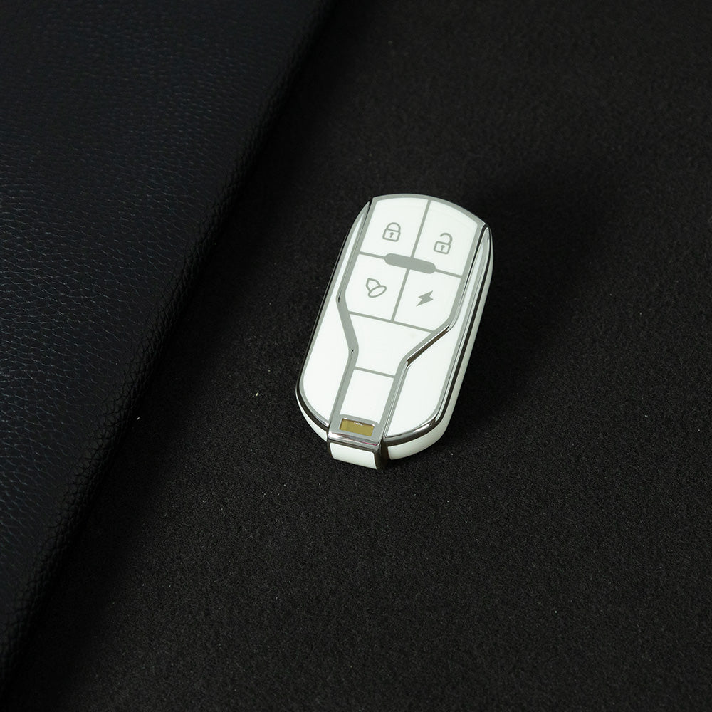 TLA1T1 White-Silver Plating Luxury TPU Key Protection Cover for TAILG Universal Electric Bike Keys