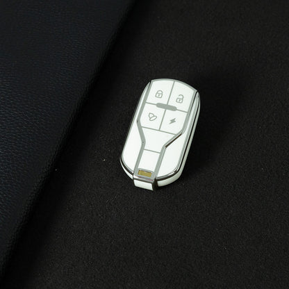 TLA1T1 White-Silver Plating Luxury TPU Key Protection Cover for TAILG Universal Electric Bike Keys