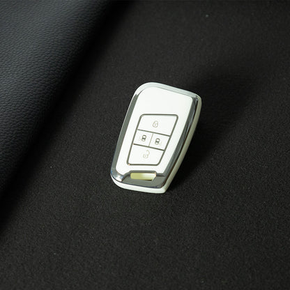 VOD3T1 White-Silver Plating TPU Car Key Case for VW Golf Tiguan Passat Lavida Jetta Bora Beetle Magotan Sagitar Santana Sharan