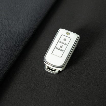 MIA2T1 White-Silver Plating TPU Car Key Cover for Mitsubishi Outlander/ASX/Lancer/Eclipse Cross/Pajero