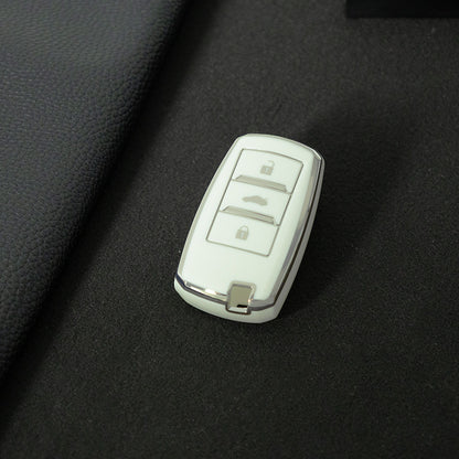 CHA1T1 White-Silver Plating Car Key Cover Premium Soft TPU Car Key Case Cover Shell for CHANGAN CS15 CS35 CS55 CS75 RAETON CC EADO LUMIN Key Rings Keychain Bag
