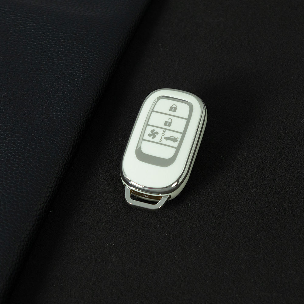 HOB5T1 White-Silver Plating TPU Car Key Case Cover for 2025 NEW Honda NBOX JF5 Accord Civic CRV XRV Haoying Elysion