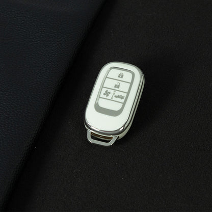 HOB5T1 White-Silver Plating TPU Car Key Case Cover for 2025 NEW Honda NBOX JF5 Accord Civic CRV XRV Haoying Elysion