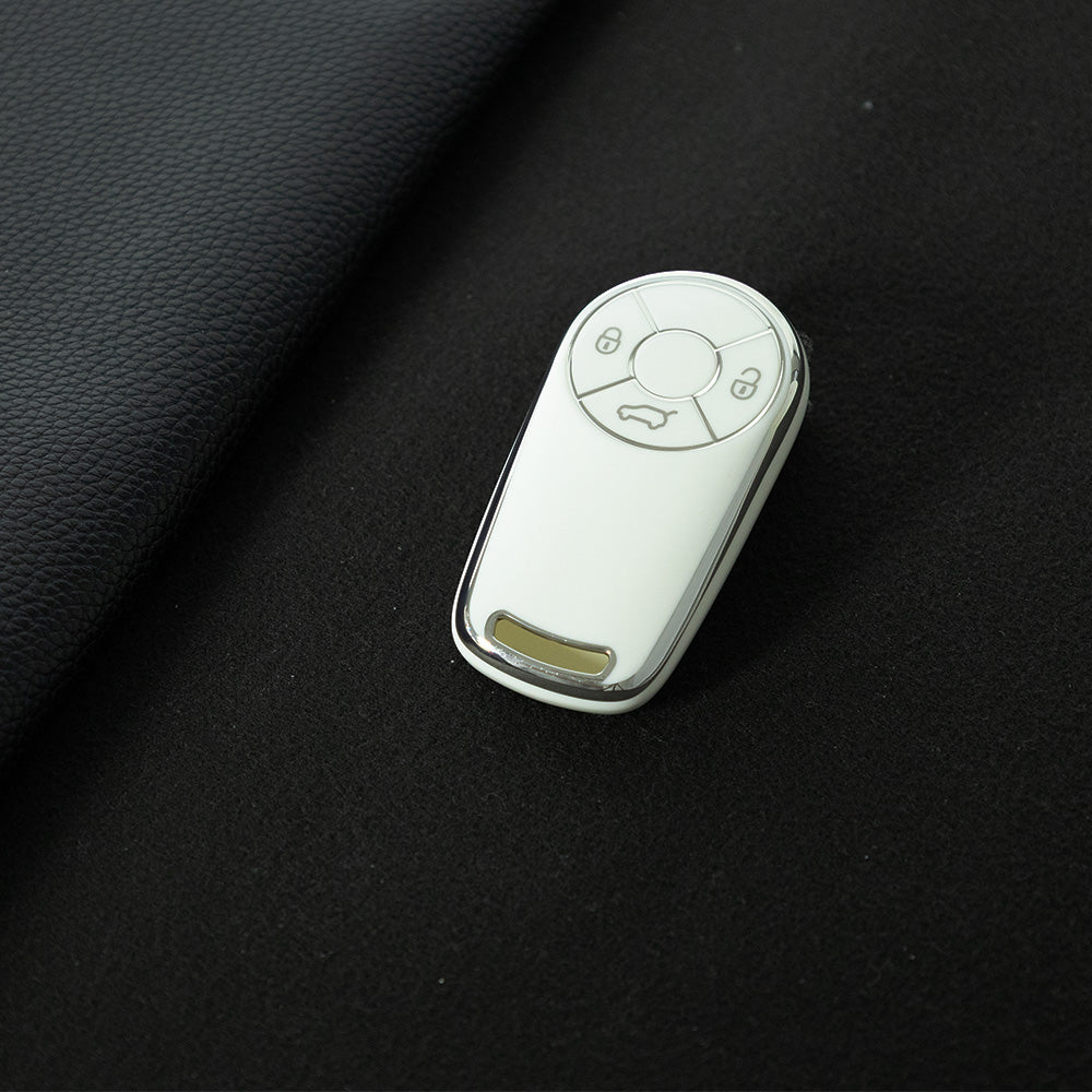 ORA1T1 White-Silver Plating TPU Car Key Case Cover for ORA Es11 Good Cat R1 R2 Baimao IQ5 EV