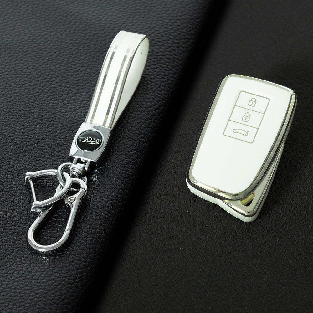 LEA1T1 White-Silver Plating Silver Edge Lightweight Protective Case Premium Soft TPU for Lexus ES200 ES350 LC500 LS500 UX200 ES300h GX460 RX350h NX450